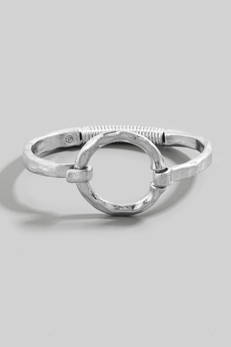 Hammered Circle Hook Bangle Bracelet