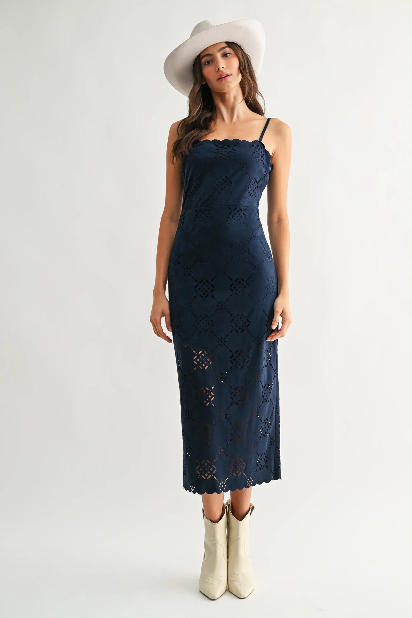 Laser-Cut Midi Dress