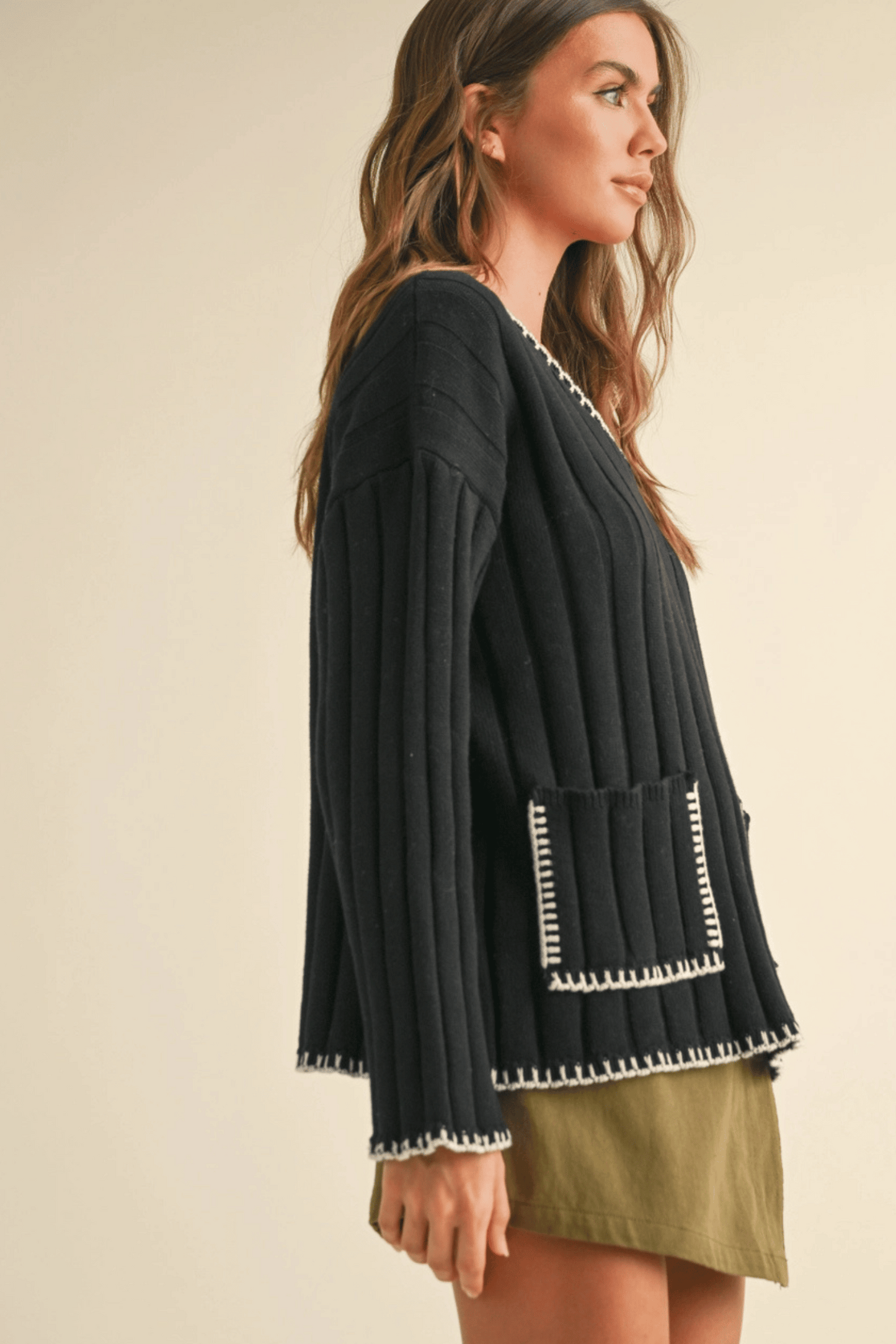 The Natasha Stitch Detail Wide Rib Pattern Sweater