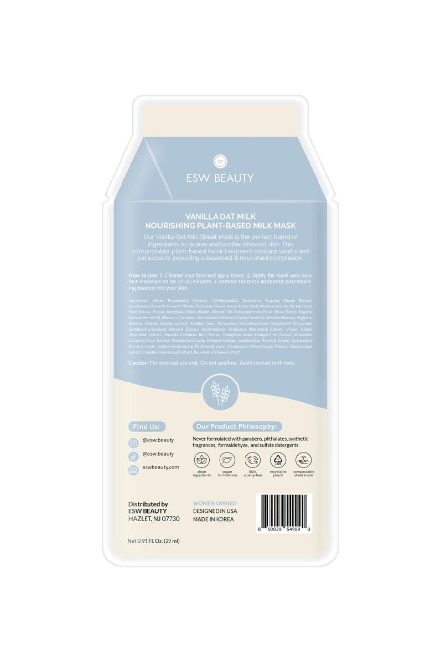 ingredients for vanilla oat milk face mask
