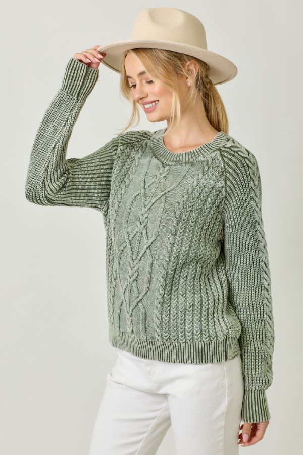Washed Cable Sweater