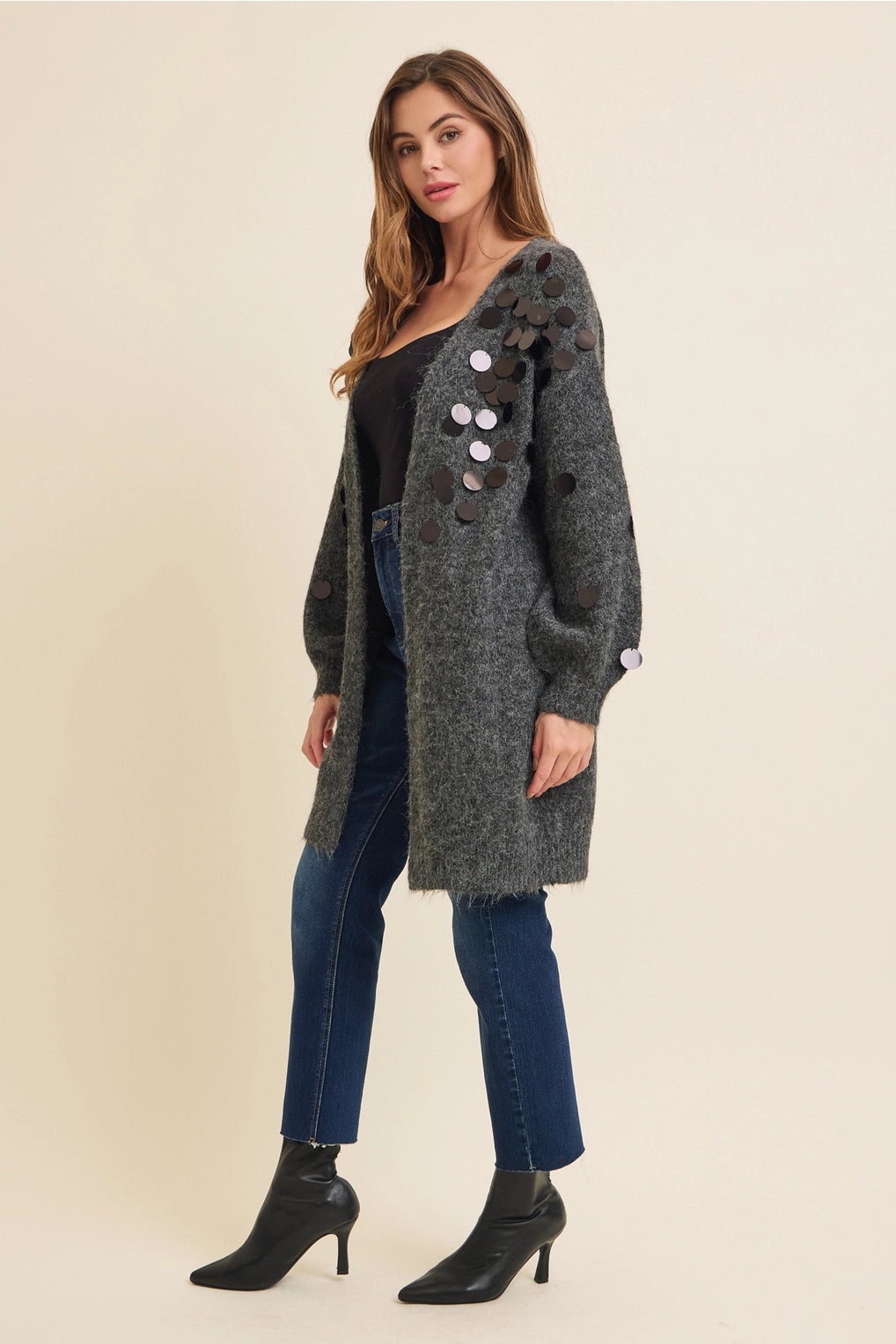 Sequin Oversized Sweater Cardigan