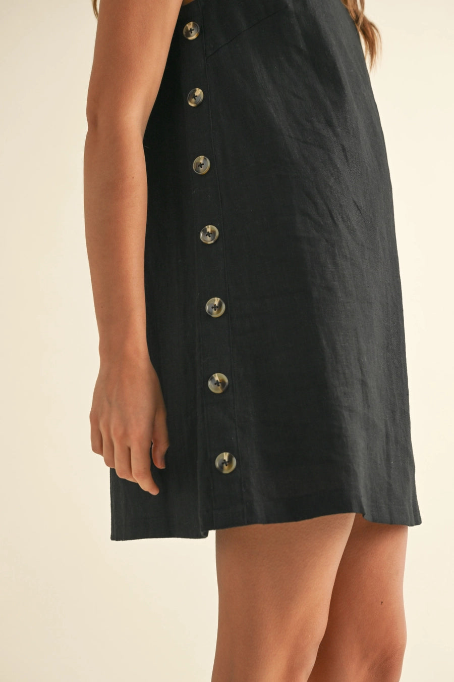 Button Detail Linen Dress