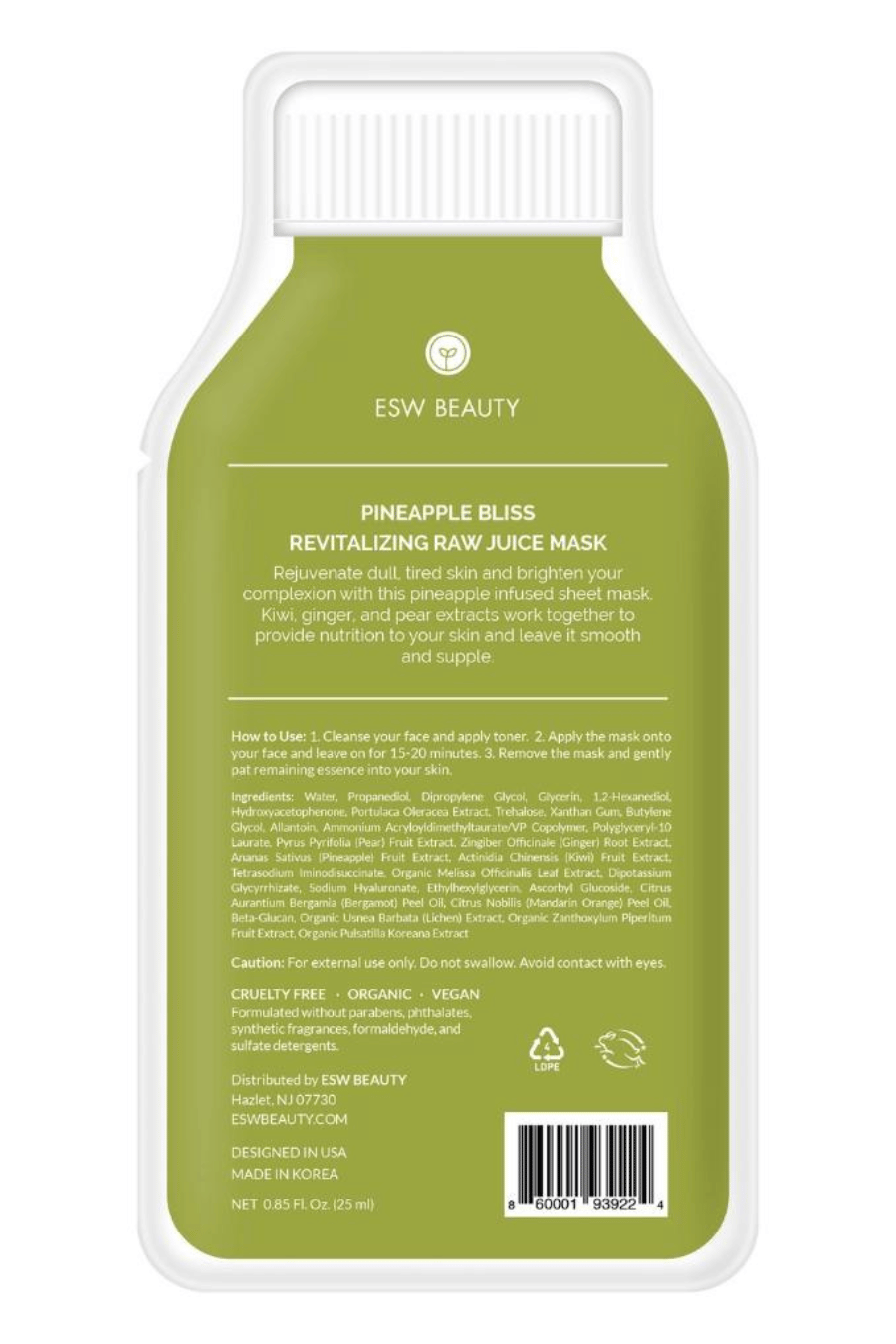 ESW Beauty Pineapple Bliss Revitalizing Raw Juice Sheet Mask