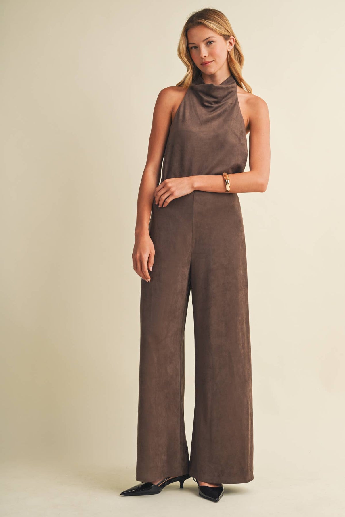 Wide-Leg Sueded Knit Trousers