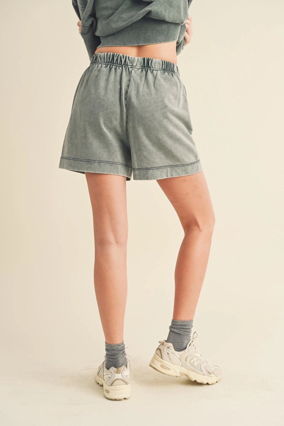 High Waisted Mineral Wash Shorts