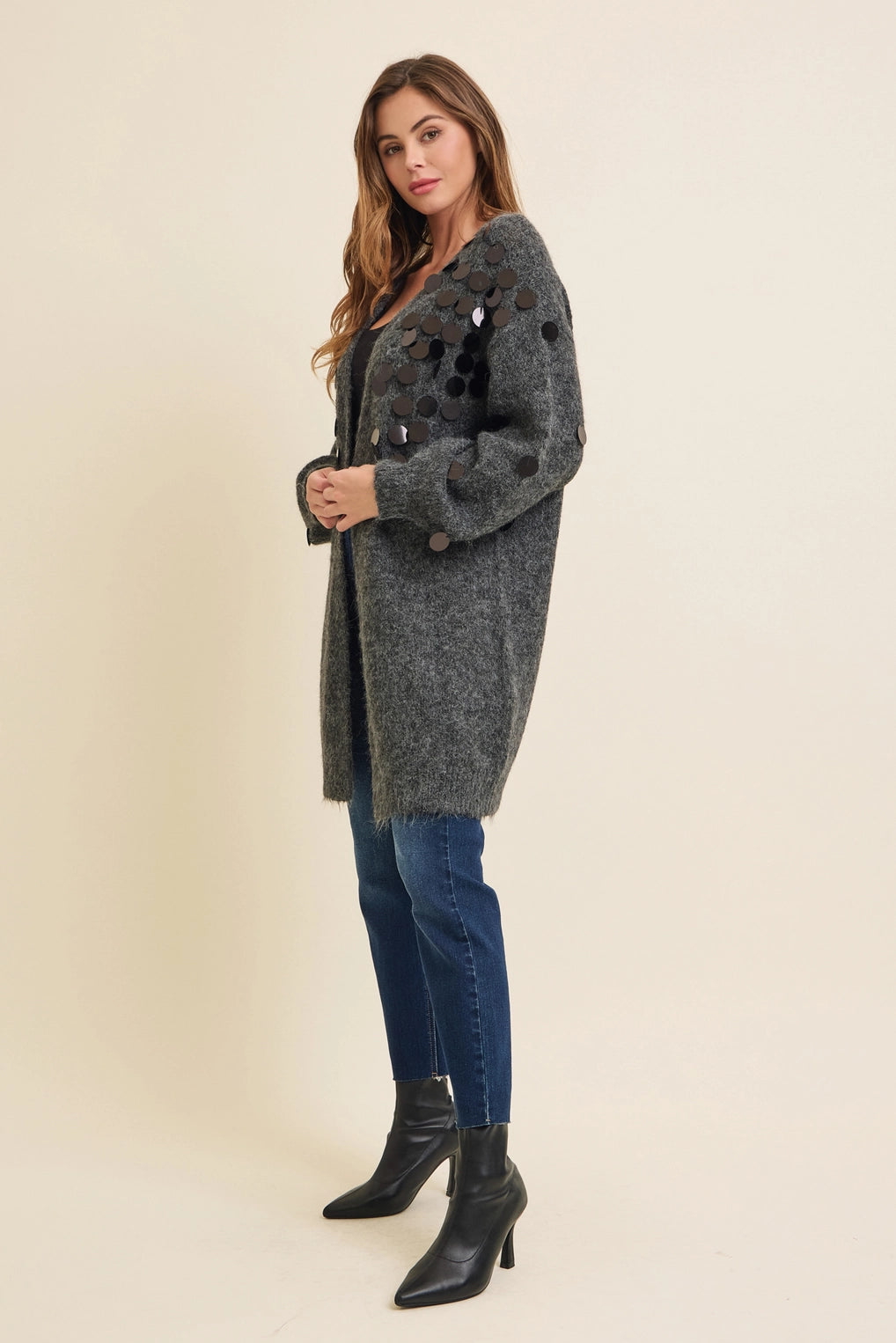 Sequin Oversized Sweater Cardigan
