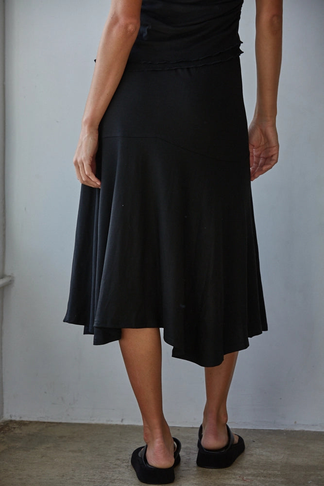Knit Viscose Spandex Midi Skirt