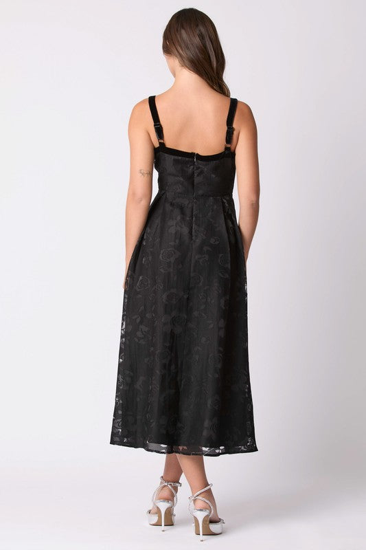 Floral Jacquard Organza Dress