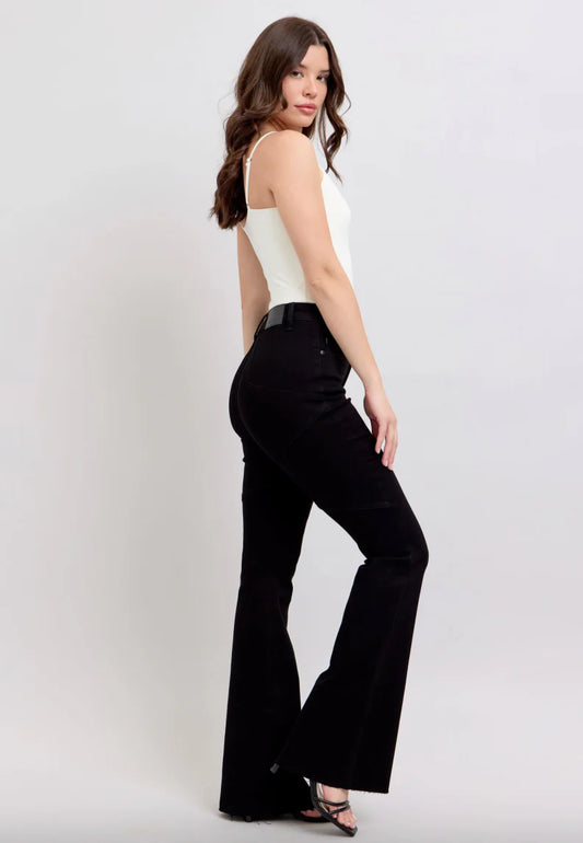 Black Star Seam Detail Flare Jeans