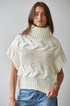 Cable Knit Turtle Neck Sleeveless Sweater Top