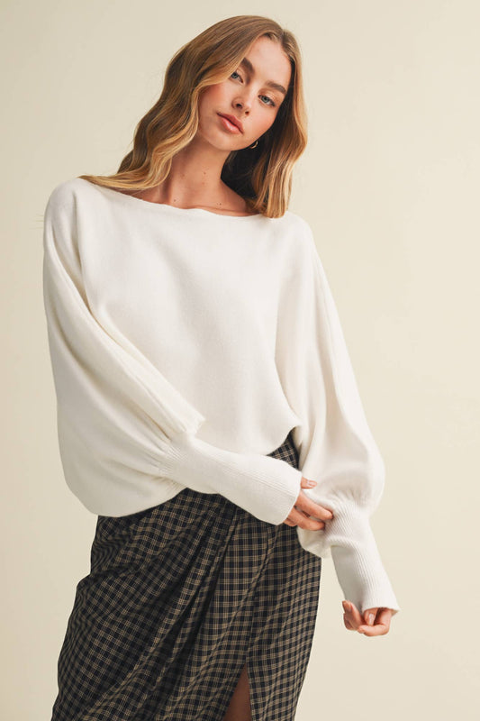 Bateau Neck Dolman Sleeve Pullover
