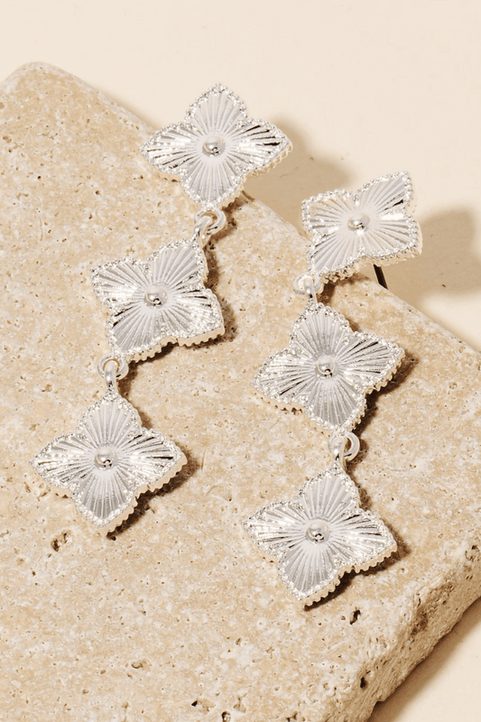 Triple Intricate Clover Dangle Earrings