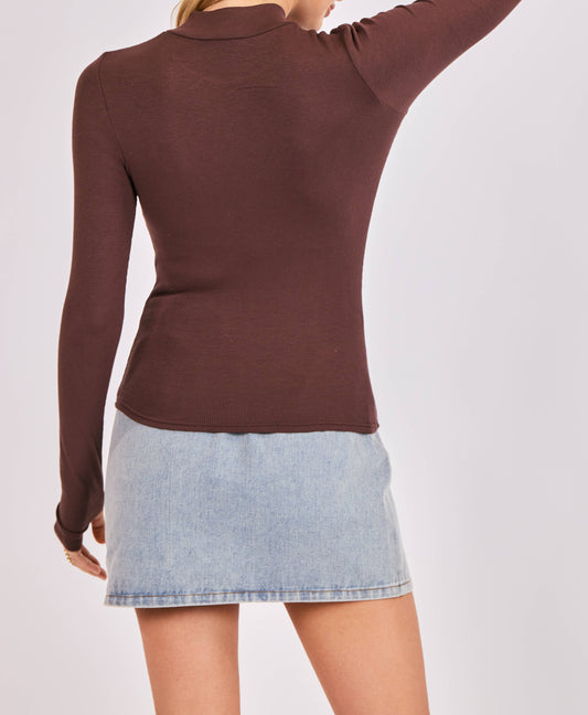Mock Neck Top W Thumbhole