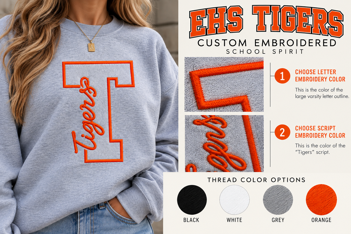 EHS TIGERS Varsity Letter – Custom Embroidered School Spirit