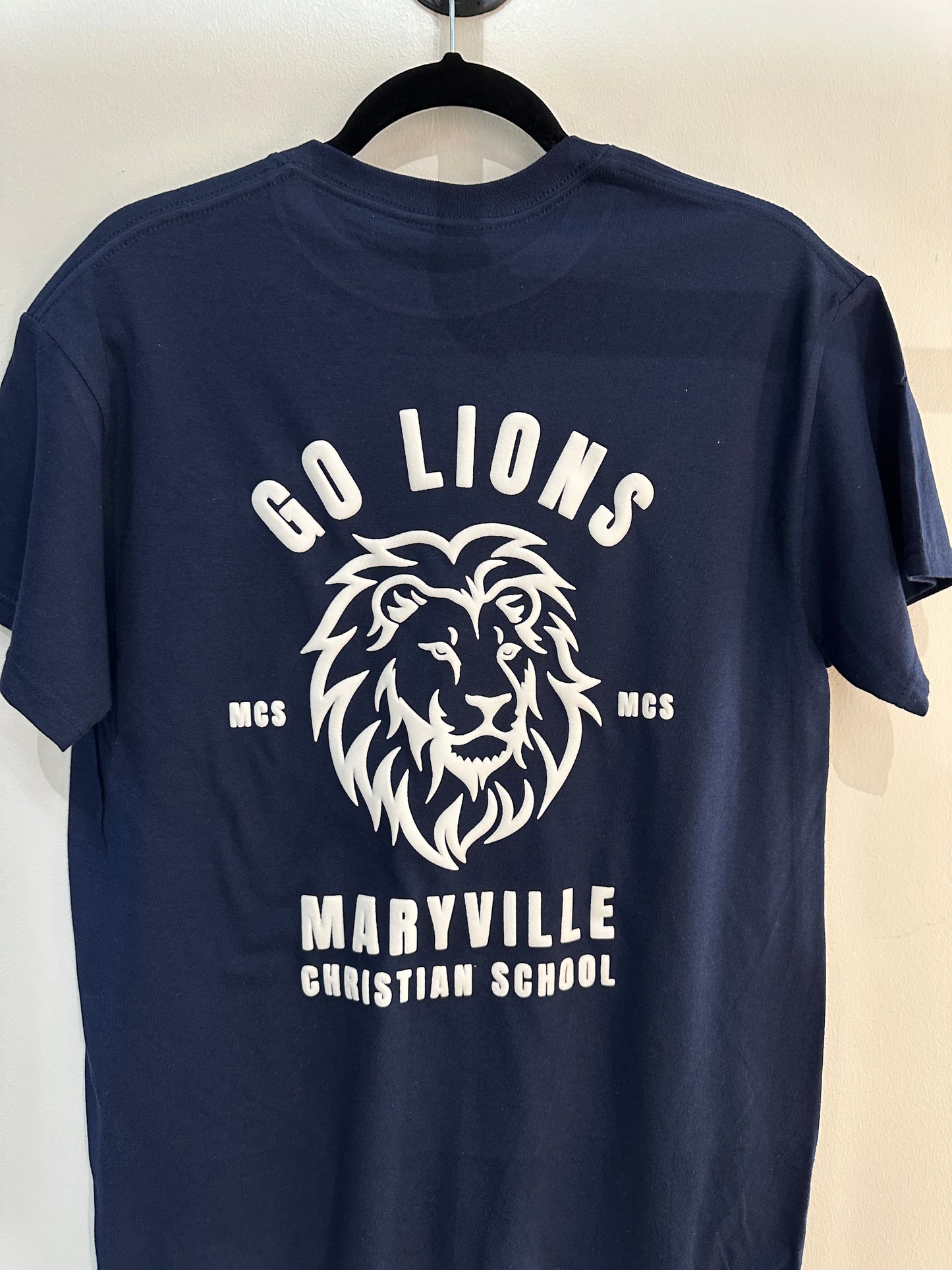 MCS LIONS White on Navy Tee