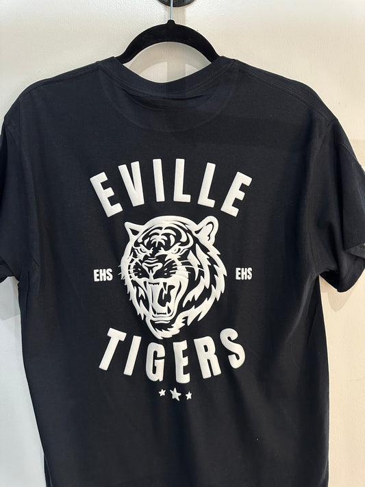 EVILLE TIGERS White on Black Tee