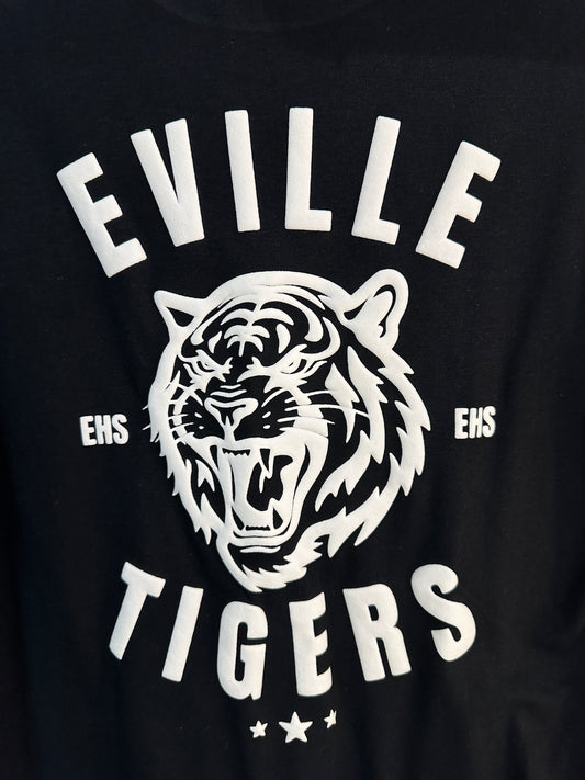 EVILLE TIGERS White on Black Tee