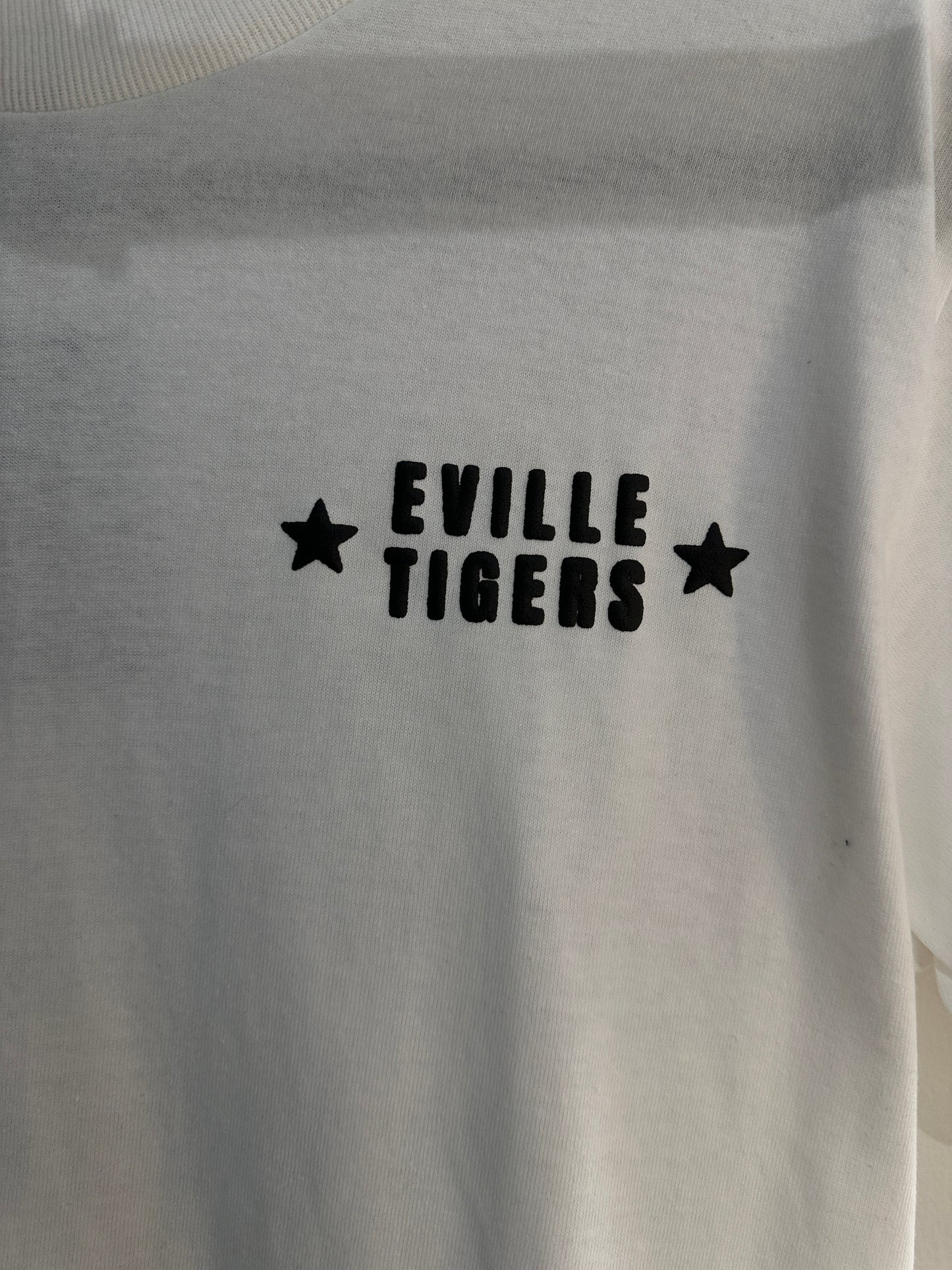 EVILLE TIGERS Black on White Tee