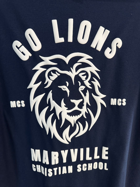MCS LIONS White on Navy Tee