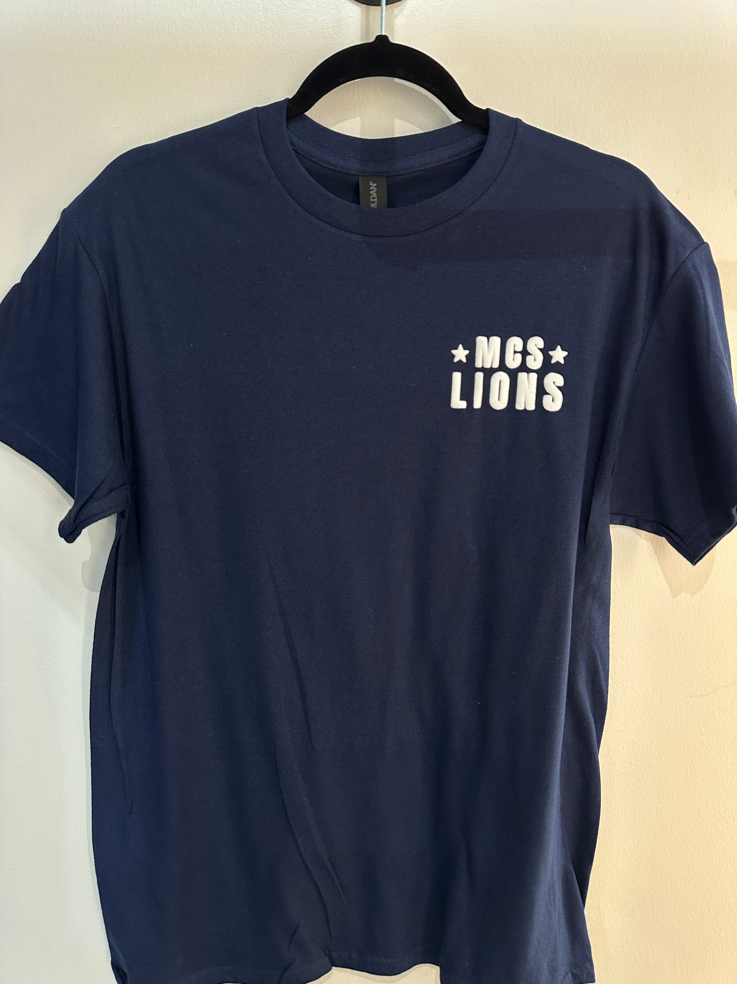 MCS LIONS White on Navy Tee
