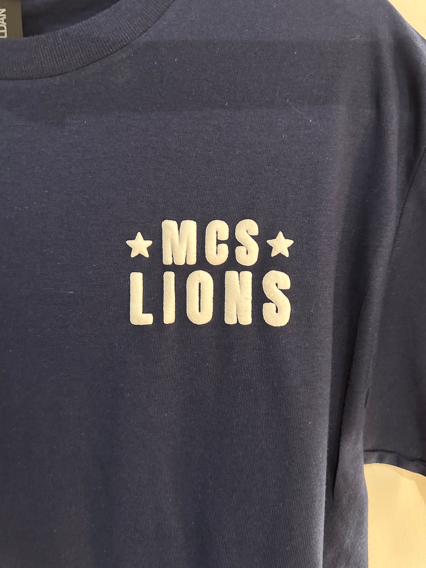 MCS LIONS White on Navy Tee