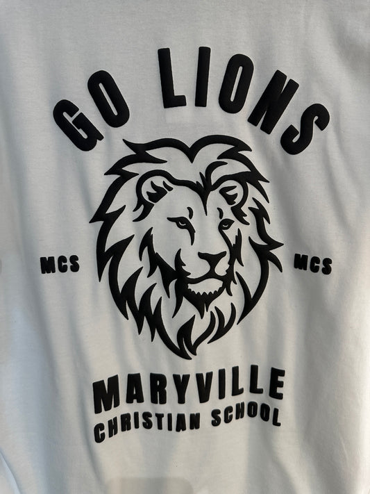 MCS LIONS Black on White Tee