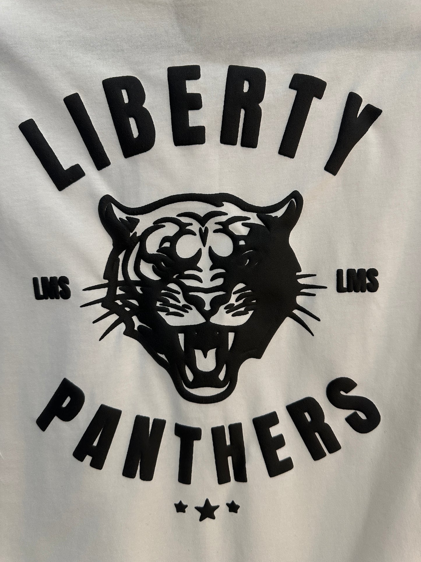 LIBERTY MIDDLE SCHOOL PANTHERS Black on White Tee