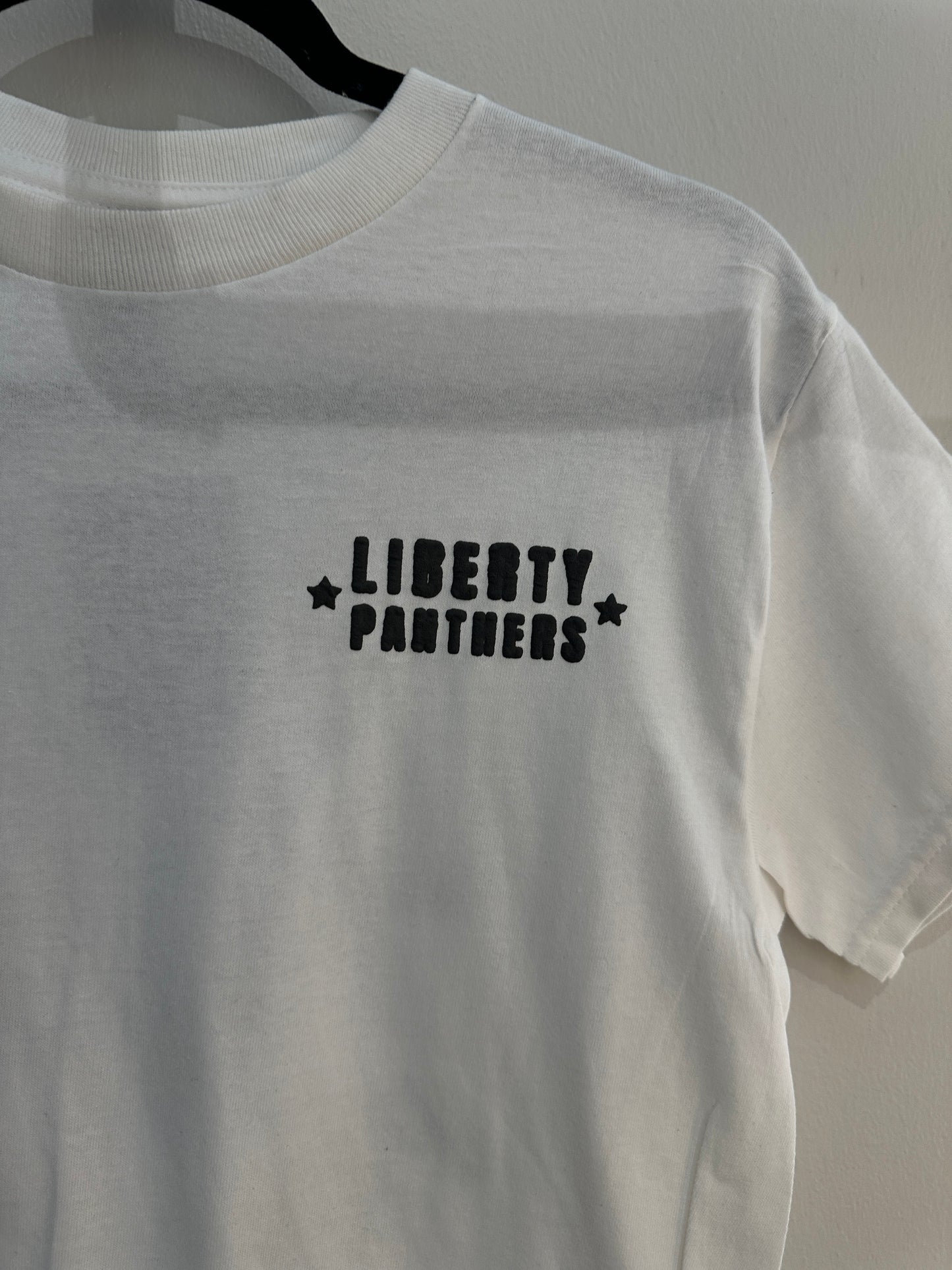 LIBERTY MIDDLE SCHOOL PANTHERS Black on White Tee
