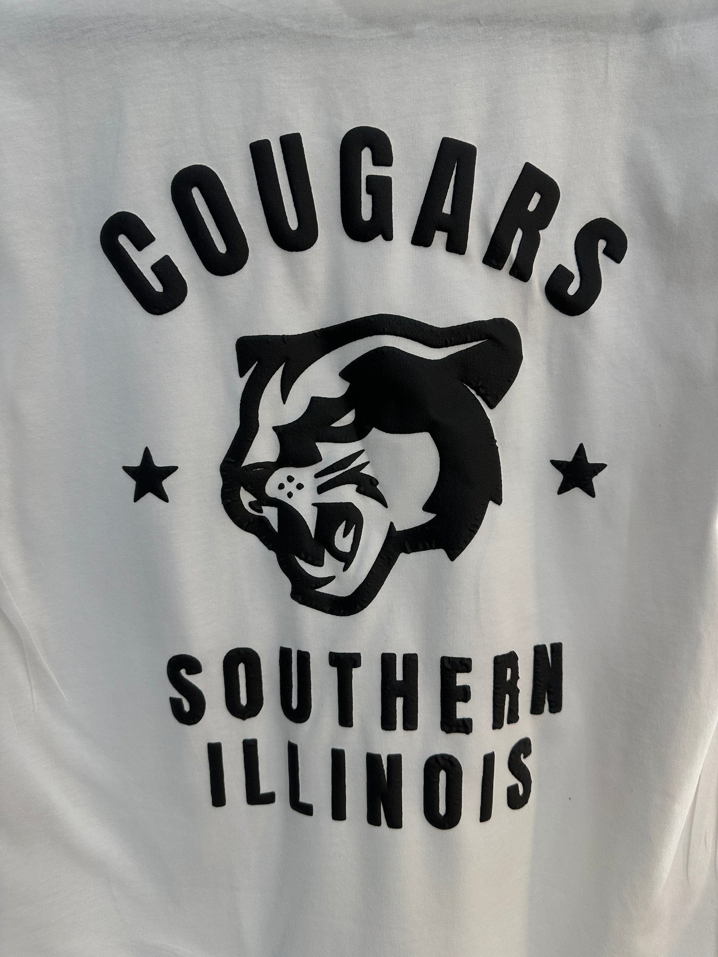 SOUTHERN ILLINOIS COUGARS Black on White Tee