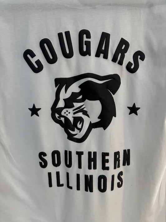 SOUTHERN ILLINOIS COUGARS Black on White Tee