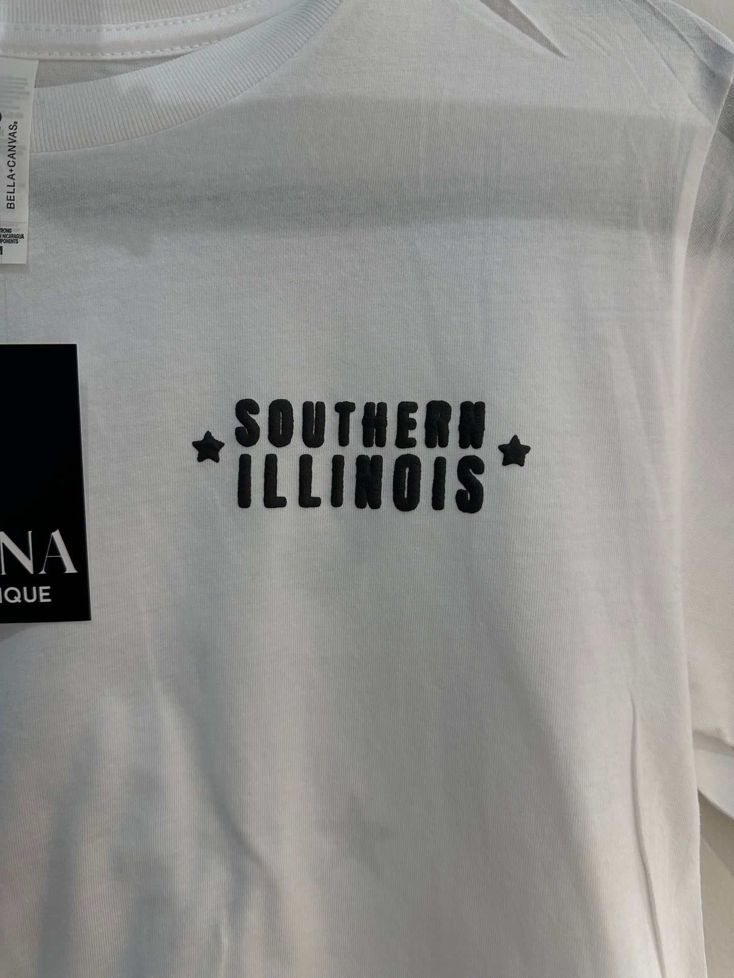 SOUTHERN ILLINOIS COUGARS Black on White Tee
