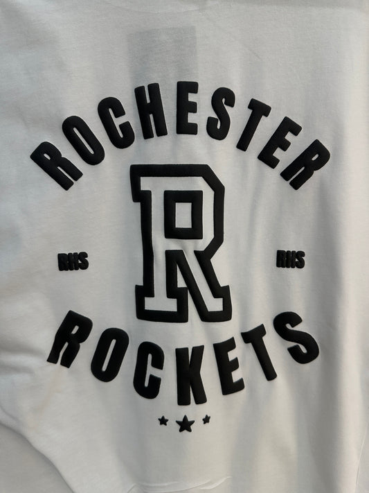 ROCHESTER ROCKETS Black on White Tee