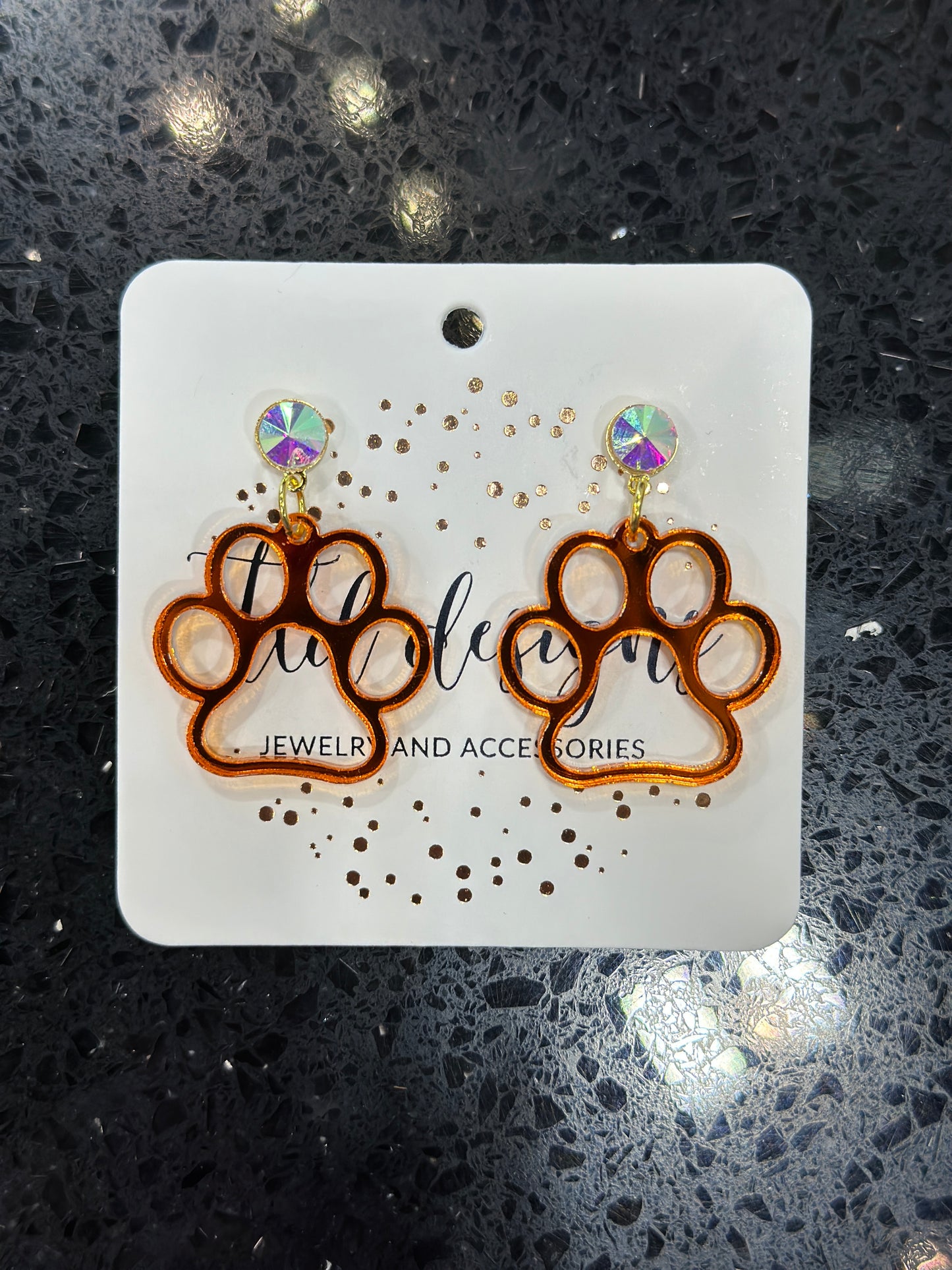 Orange baby paw earrings
