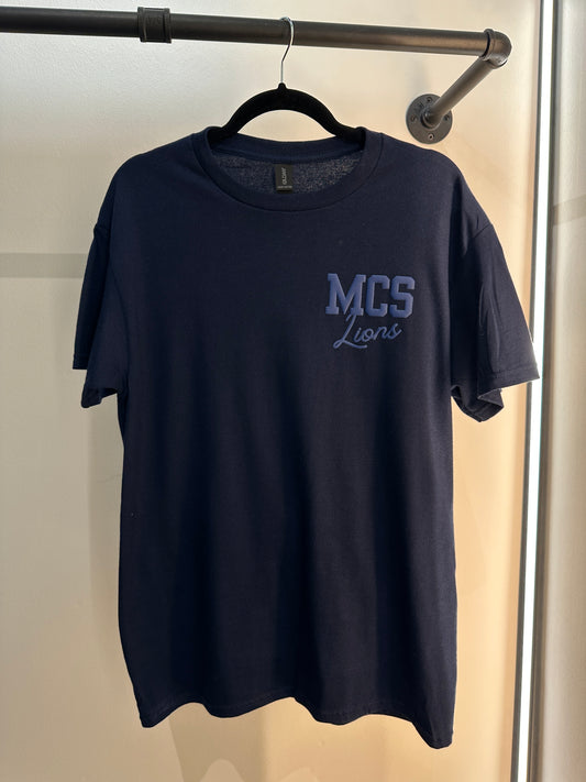 MCS LIONS Navy on Navy Tee