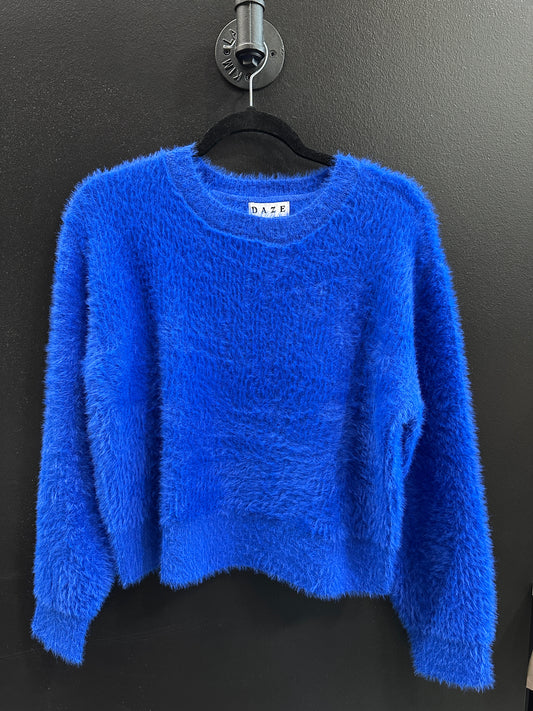 Fuzz Crewneck Eyelash Sweater