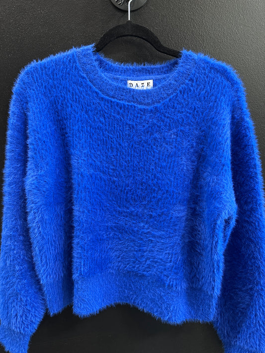 Fuzz Crewneck Eyelash Sweater