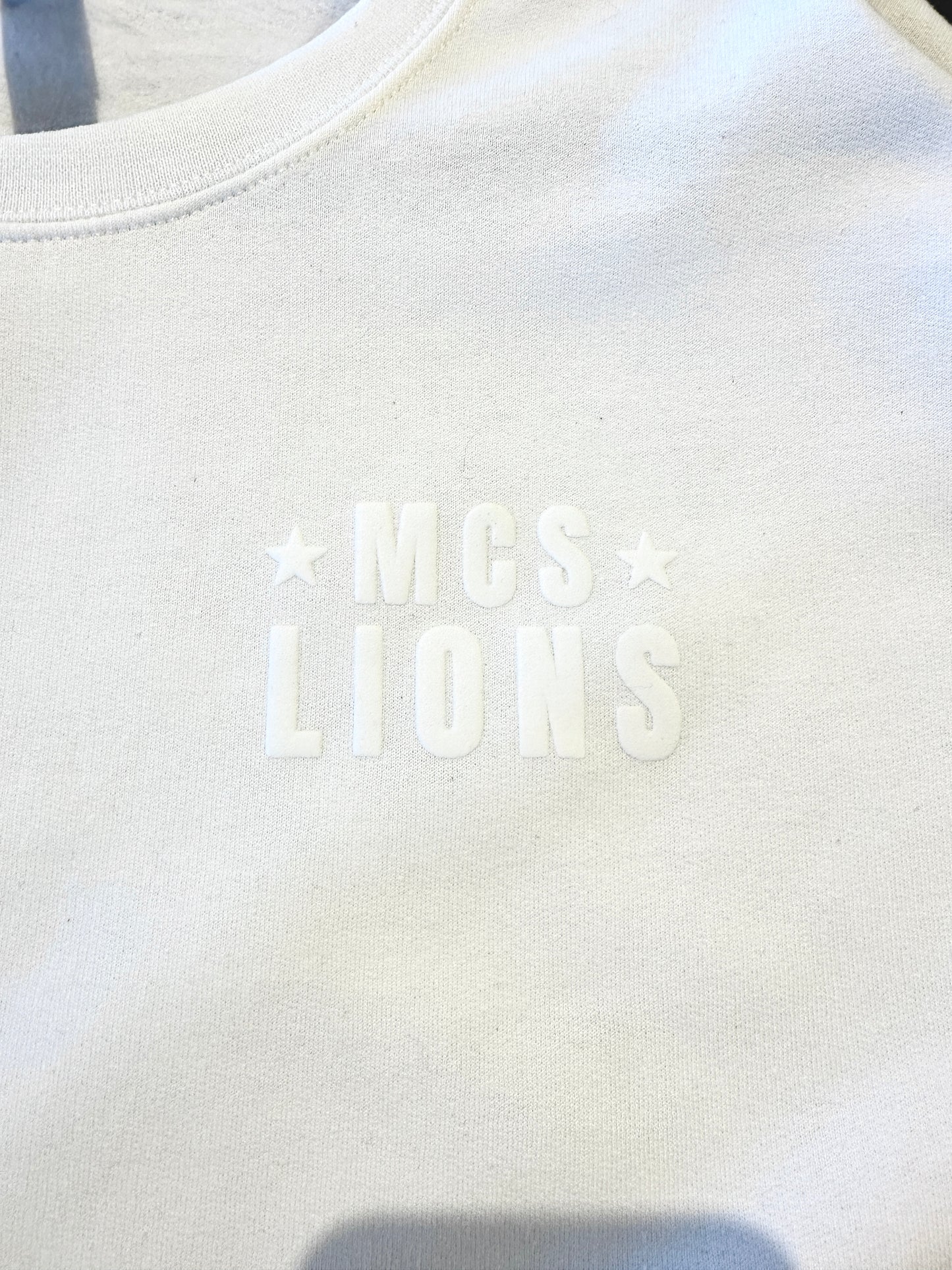 MCS LIONS White on White School Crew