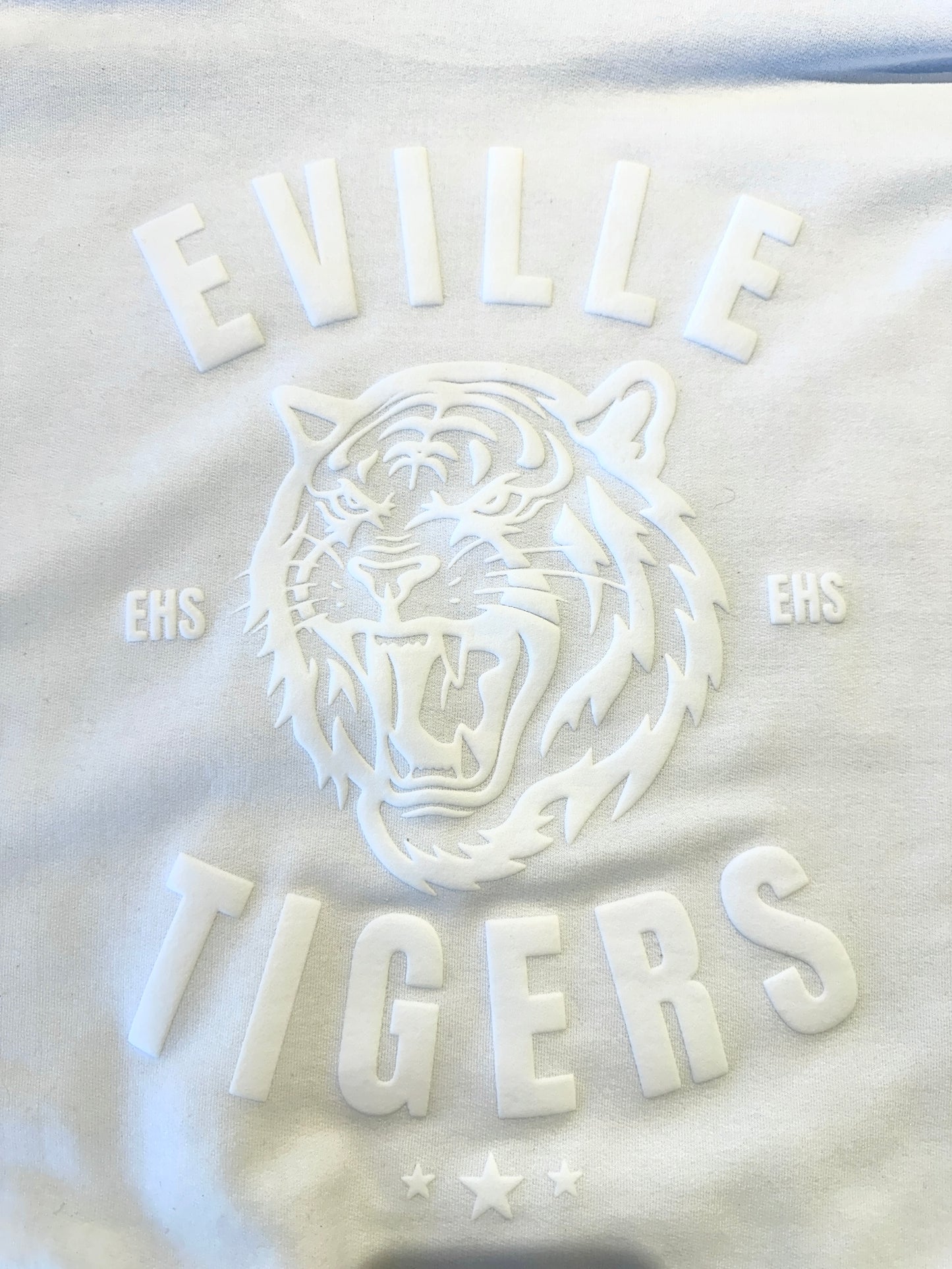 EVILLE TIGERS White on White Crewneck