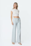 High Rise Stripe Drawstring Wide Leg