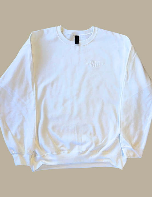 EVILLE TIGERS White on White Crewneck