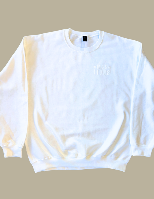 MCS LIONS White on White School Crew