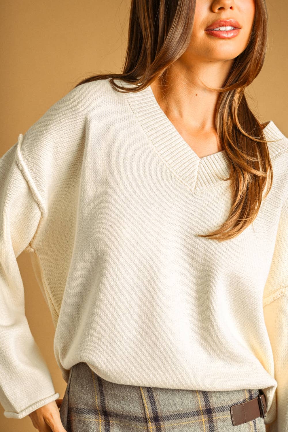 V-Neck Oversized Long Sleeve Sweater