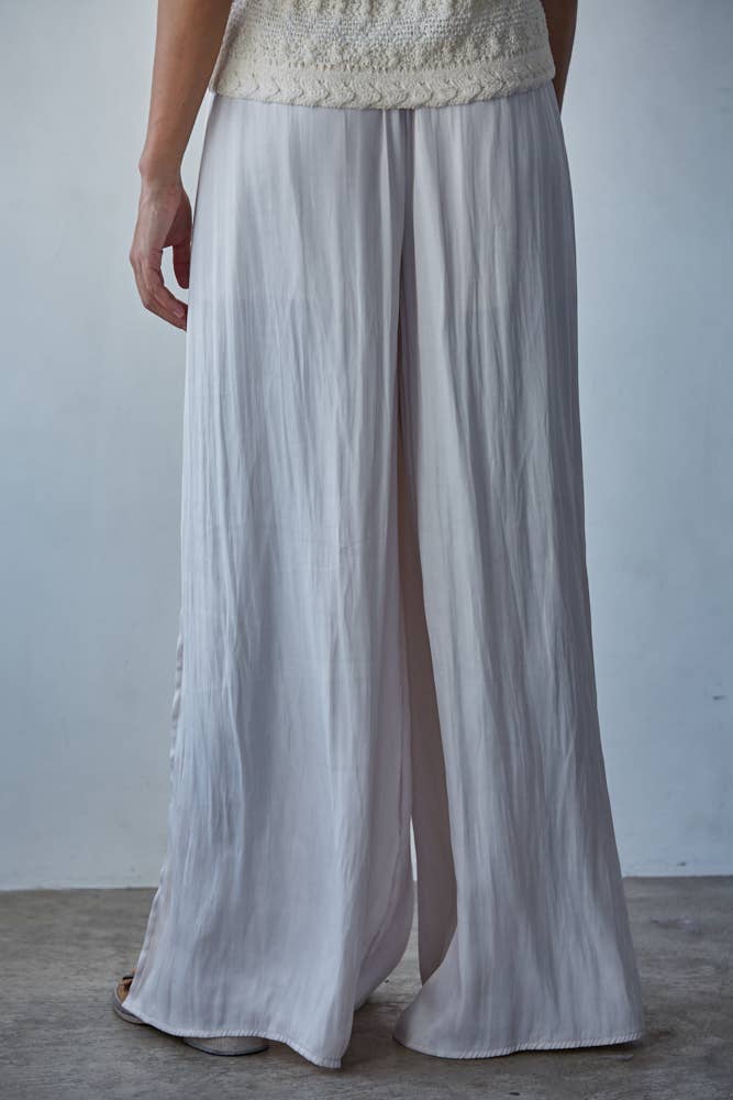 Woven Satin Wide Leg Pants