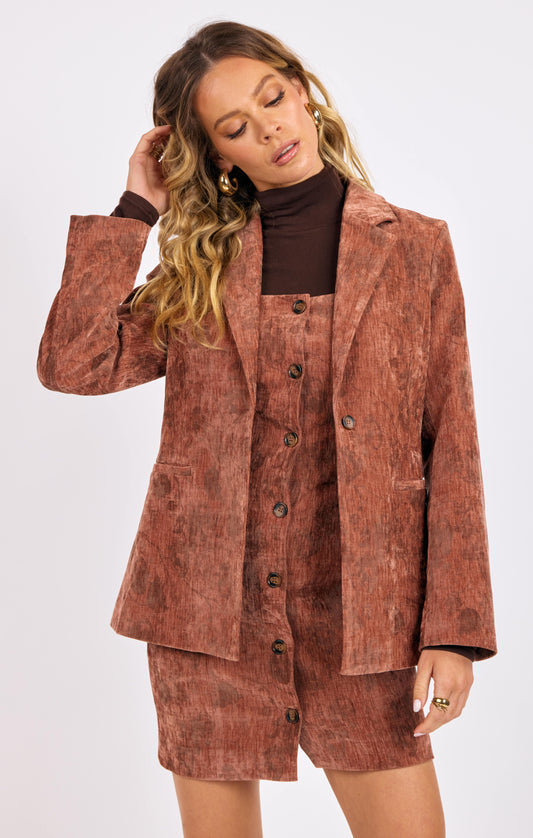 Printed Velvet Blazer