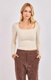 High Square Neck L/SLV Knit Top