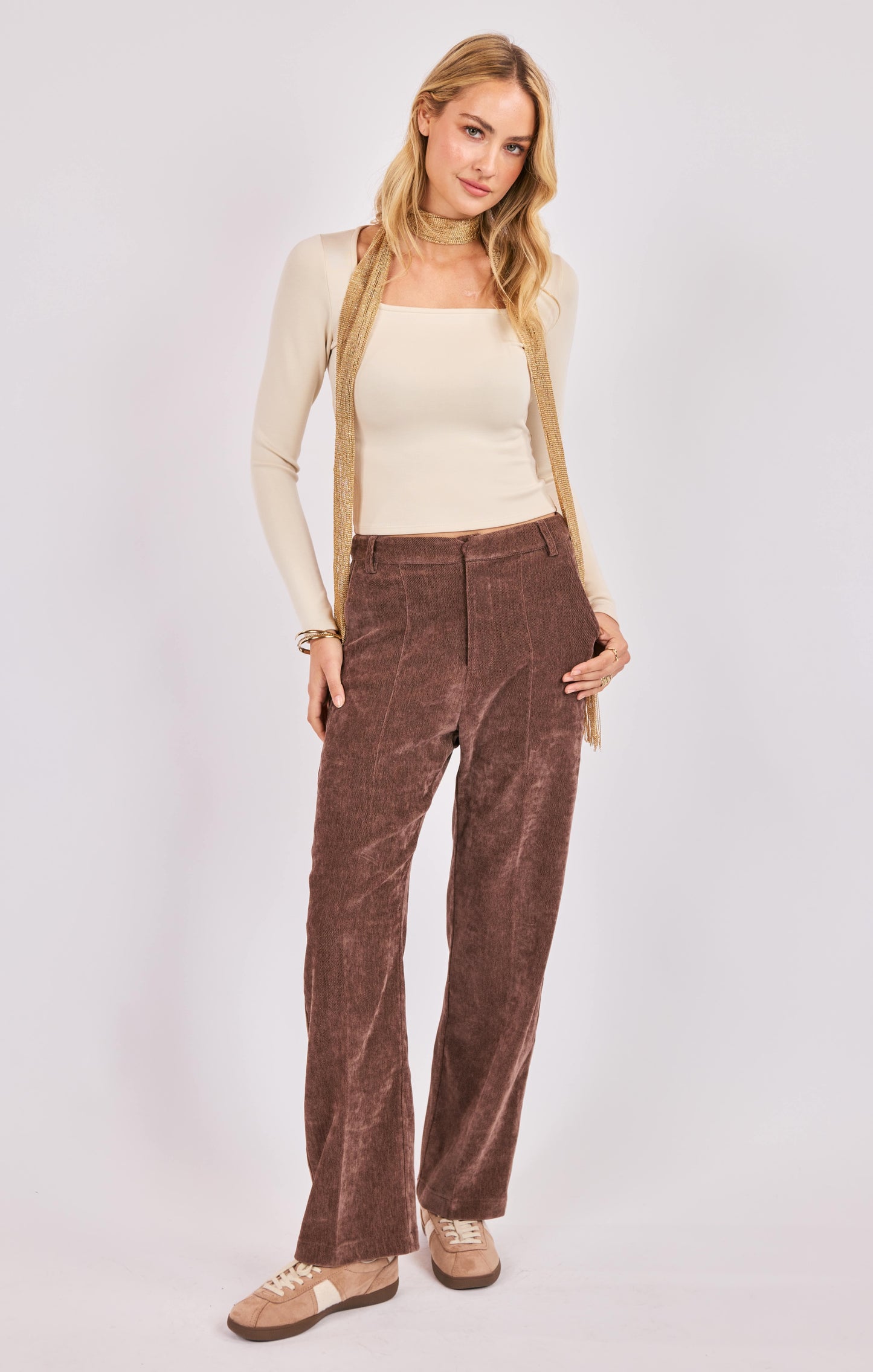 High Square Neck L/SLV Knit Top