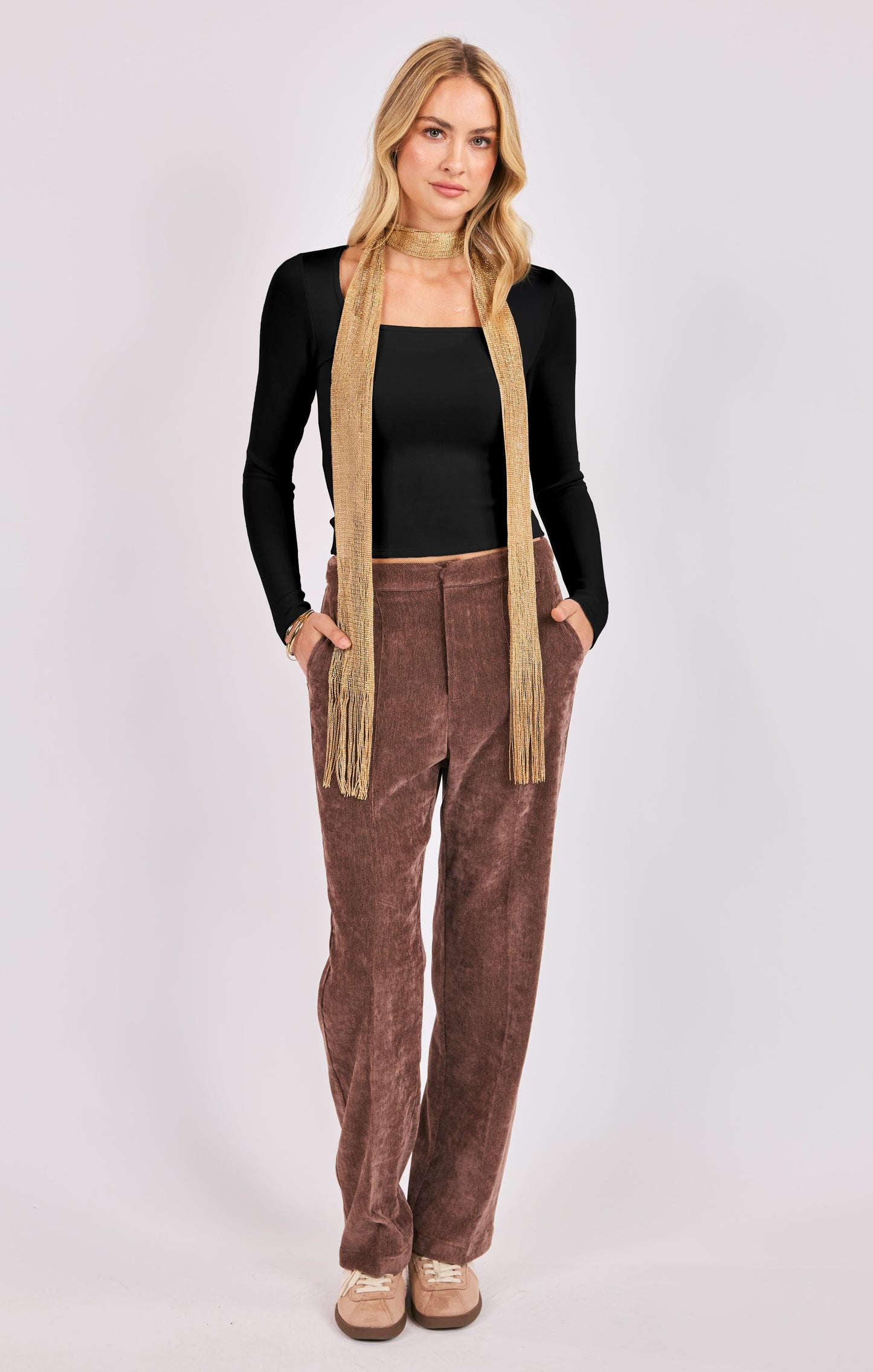 High Square Neck L/SLV Knit Top
