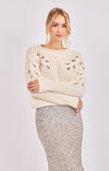 Monroe Leaf Cutout Embellished Sweater