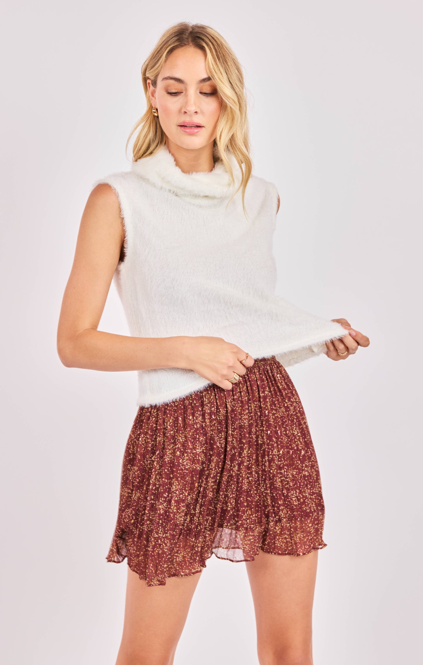 Feather Turtle Neck Top